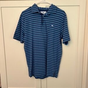 Southern Tide Tshirt/polo Blue Stripes Logo'ed
